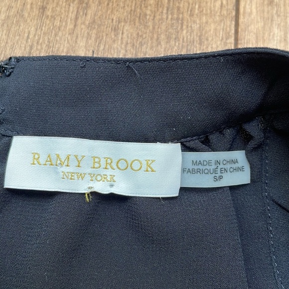Ramy Brook Lex Cold Shoulder Longsleeve Blouse Top Silk Black Mesh Small S - Picture 8 of 9